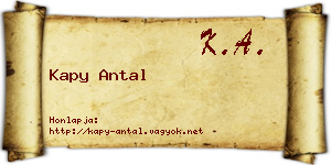 Kapy Antal névjegykártya